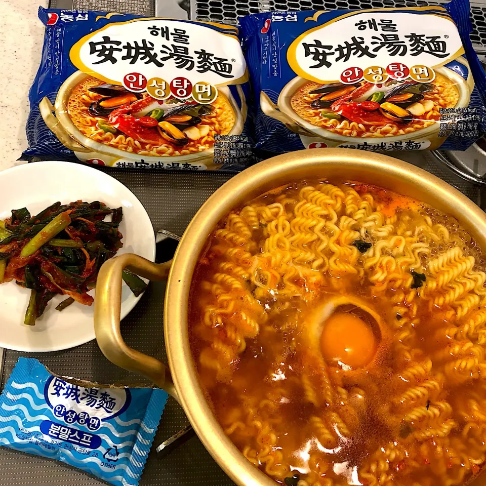 Snapdishの料理写真:#安城湯麺 の新作 海鮮味😊 #アンソンタンミョン|ヨッチャンさん