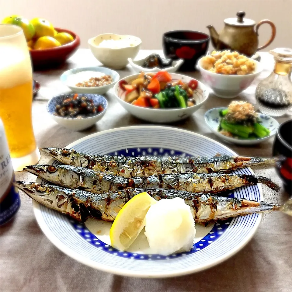 秋刀魚の塩焼きの晩ご飯🐟 #夕食|ゆかりさん