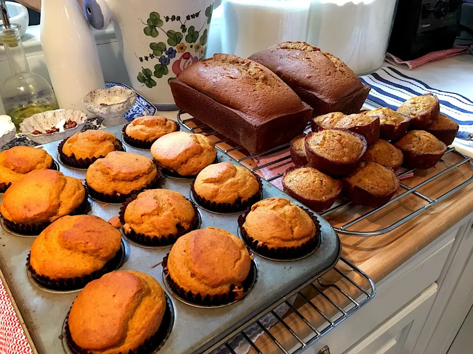 Snapdishの料理写真:Baking Day🥖🍞🥐
Butterfinger cupcake, Banana bread Loaf, cornbread muffin #bakingday  #bananabread 
 #cupcakes  #cornmuffin|🌺IAnneさん