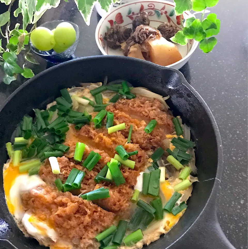 シュトママ 仕事なので
シュト旦那のお昼ご飯
カツ煮丼でもして食べて❣️|シュトママさん