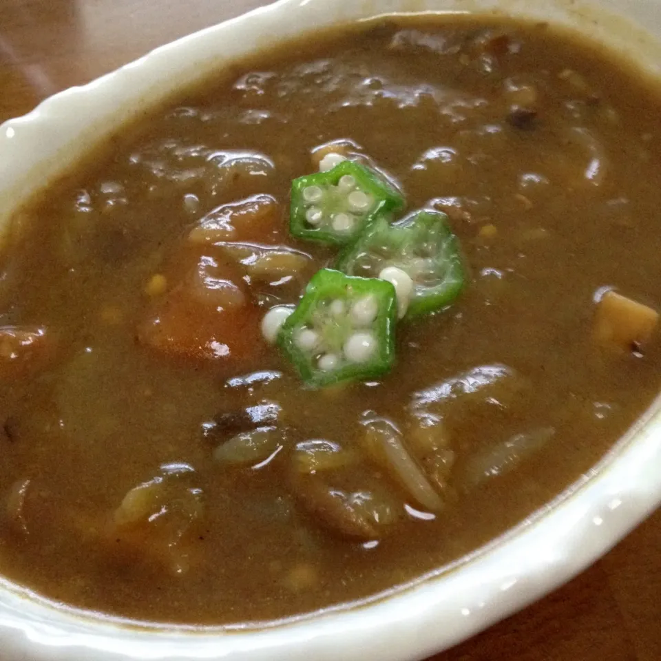 肉じゃが＋茄子のあっさり煮＝旨味たっぷり和風カレー🍛ヘルシーだょ〜🤗💕#ヘルシー|まいりさん