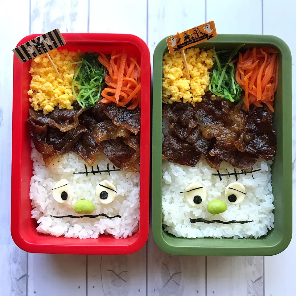 #姉妹弁当#ハロウィンお弁当#フランケンシュタイン|mnkさん