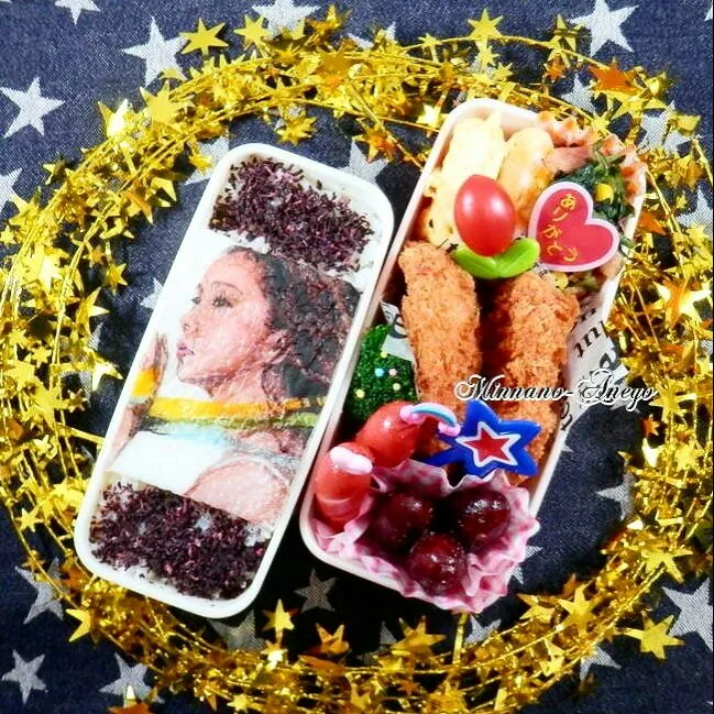 安室奈美恵『Hero』弁当
 #オブラートアート
 #オブアート
 #似顔絵弁当|みんなのあねごさん