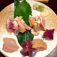 Snapdishの料理写真:鹿児島にて、地鶏刺し身|Miyaさん