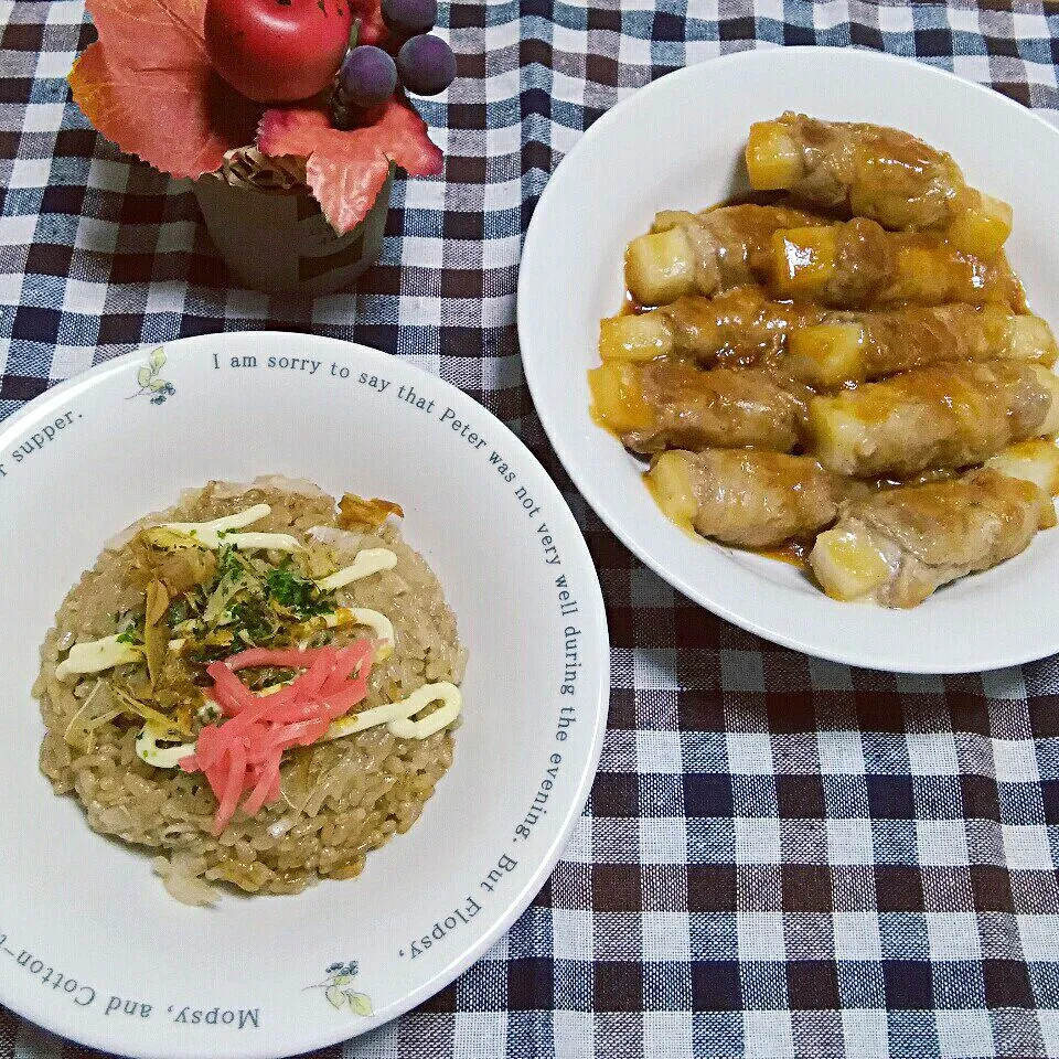 めるぼさんの🥘🥢お好み焼き風味の炊き込みご飯🥢🥘|ちいたんさん