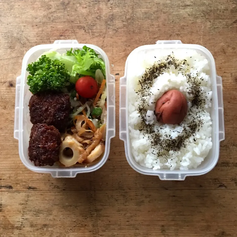 Snapdishの料理写真:今日のお弁当‼︎ 10 October
 #お弁当  #弁当  #obento  #lunchbox  #お弁当記録  #ナムル弁当  #自家製梅干し  #野菜たっぷり|Yoshinobu Nakagawaさん