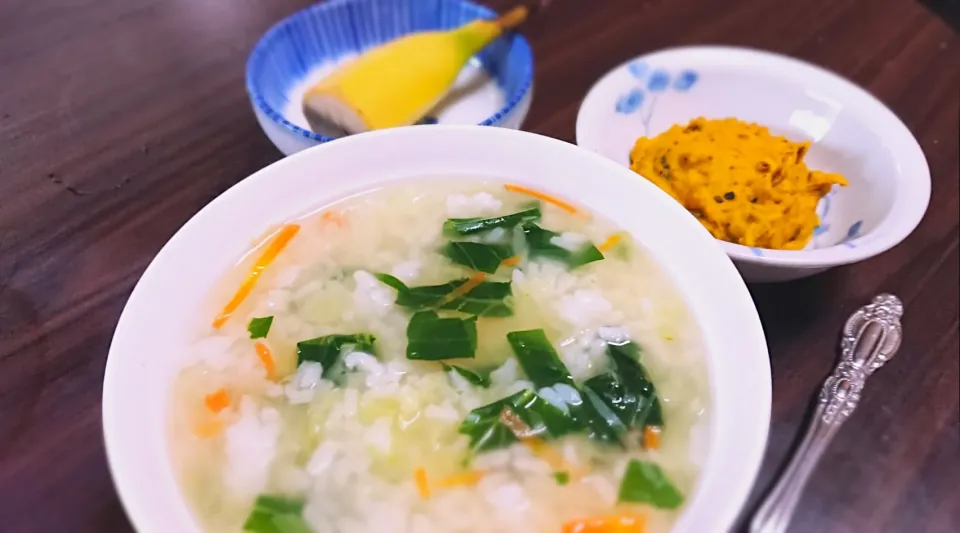 カボチャの生クリームとチーズのマッシュ
バナナ半分
野菜たっぷり雑炊|れいさん