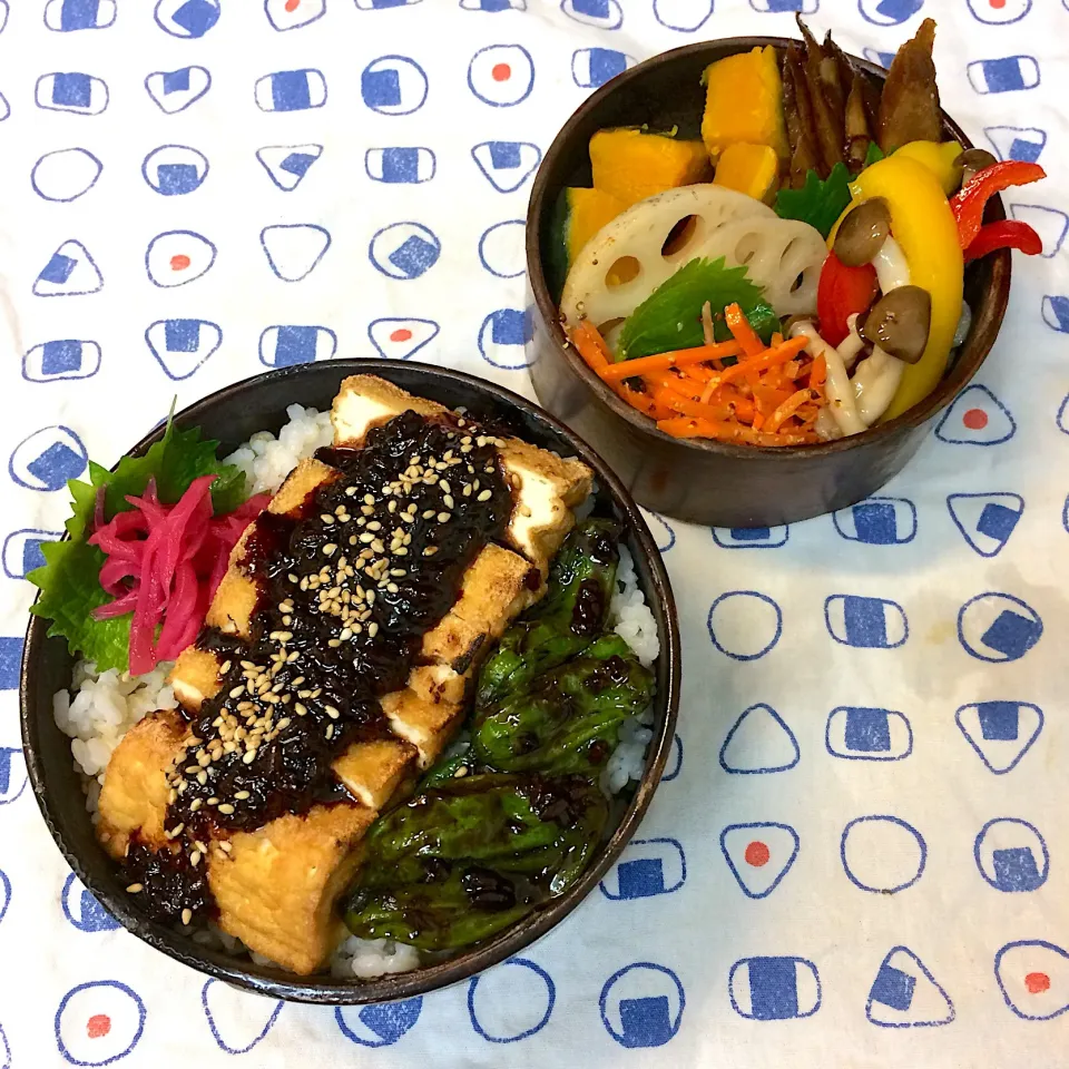 Snapdishの料理写真:#vegan弁当 
厚揚げ丼弁当|makiko_aさん