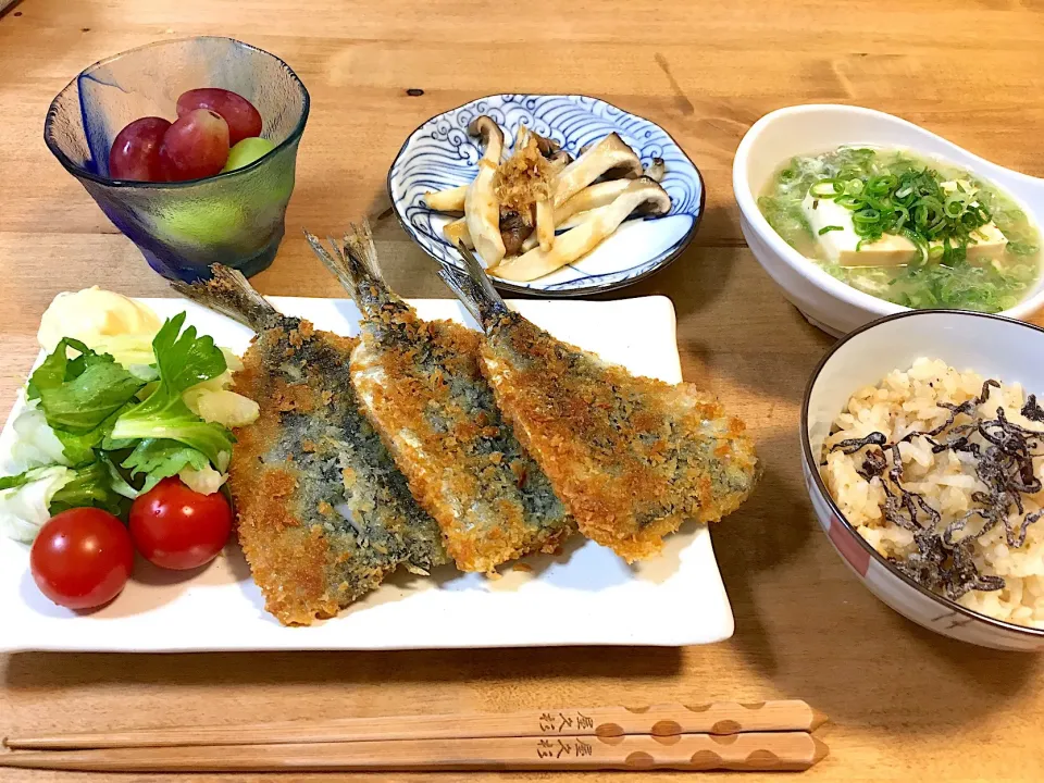 真イワシのフライ定食♪|かおちゃんさん