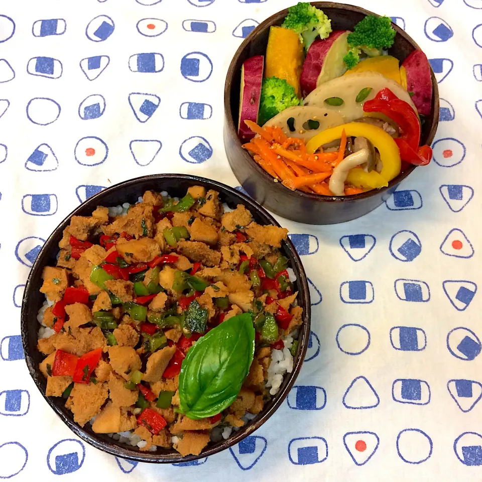 #vegan弁当 
高野豆腐のガパオライス風弁当|makiko_aさん