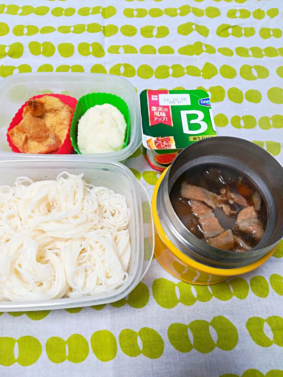 ナスと豚バラのつけ汁素麺弁当🍱|とにおさん