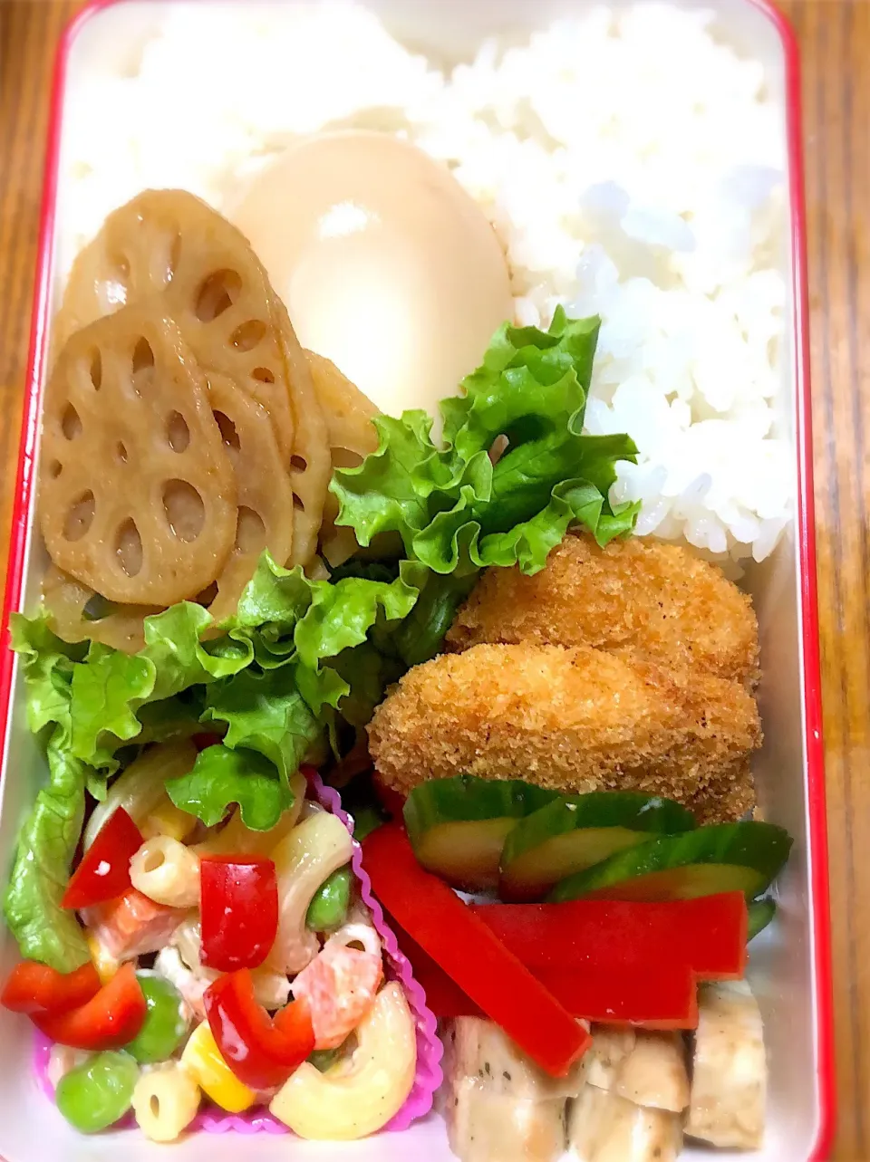 10月13日(土) チーズフライ弁当、マカロニサラダ、レンコンきんぴら、煮卵🥚|かよっぺさん