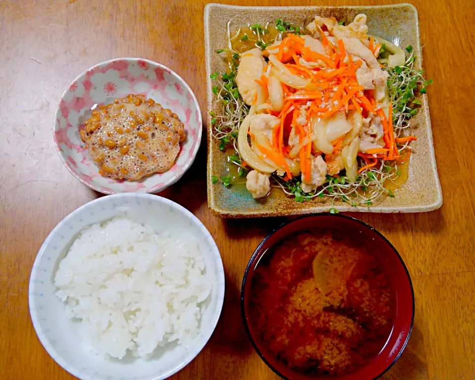 １０月１１日　鶏むね肉の南蛮漬け　納豆　お味噌汁|いもこ。さん