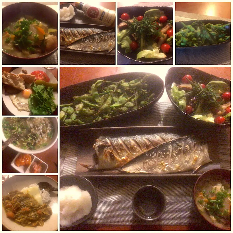 Snapdishの料理写真:Yesterday’s Dinner🍴茹でたて丹波黒豆･野菜のさっぱり玉ねぎﾏﾘﾈ･捌きたて焼き塩鯖･手作りﾍﾞｰｺﾝdeお野菜たっぷり豚汁
Midnight Meal🌛お夜食に出汁茶漬け 雲丹くらげ･手作りﾍﾞｰｺﾝｴｯｸﾞ&ﾊﾞｹﾞｯﾄ･ﾂﾅのささっと激美味ｶﾚｰ|🌈Ami🍻さん