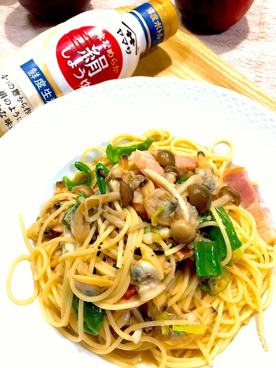 #アサリとキノコの醤油味パスタ #キノコたっぷり   #野菜たっぷり  #ヘルシー料理  #ふたりごはん   #絹和えグランプリ2018  #絹しょうゆ #美味しくて食べ過ぎる|Blueberry🫐さん