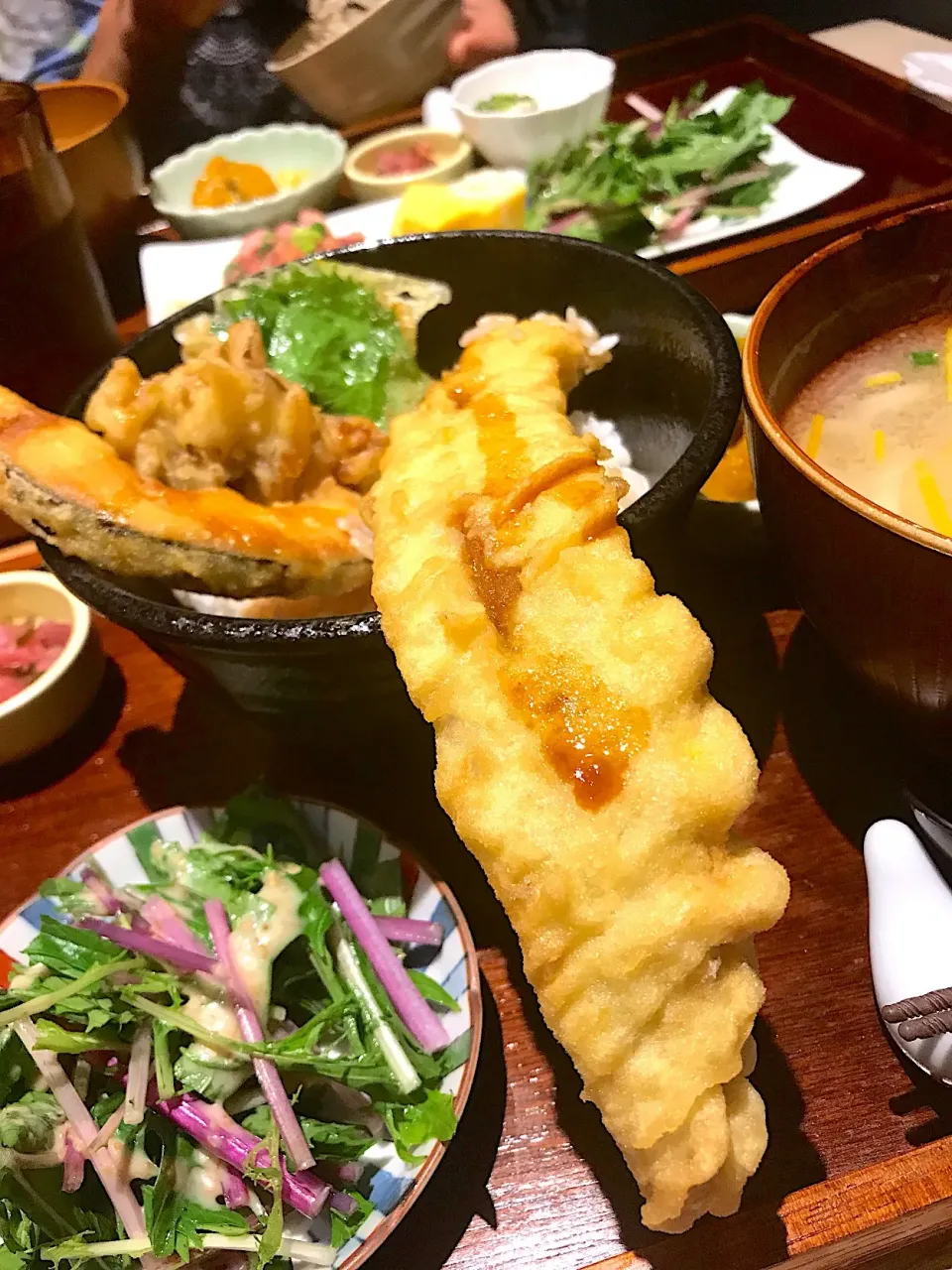 アナゴ天丼と柚子の香りうどん|シュトママさん