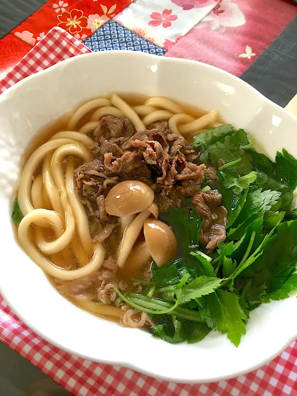 肉うどん  三つ葉のせ|プクママさん