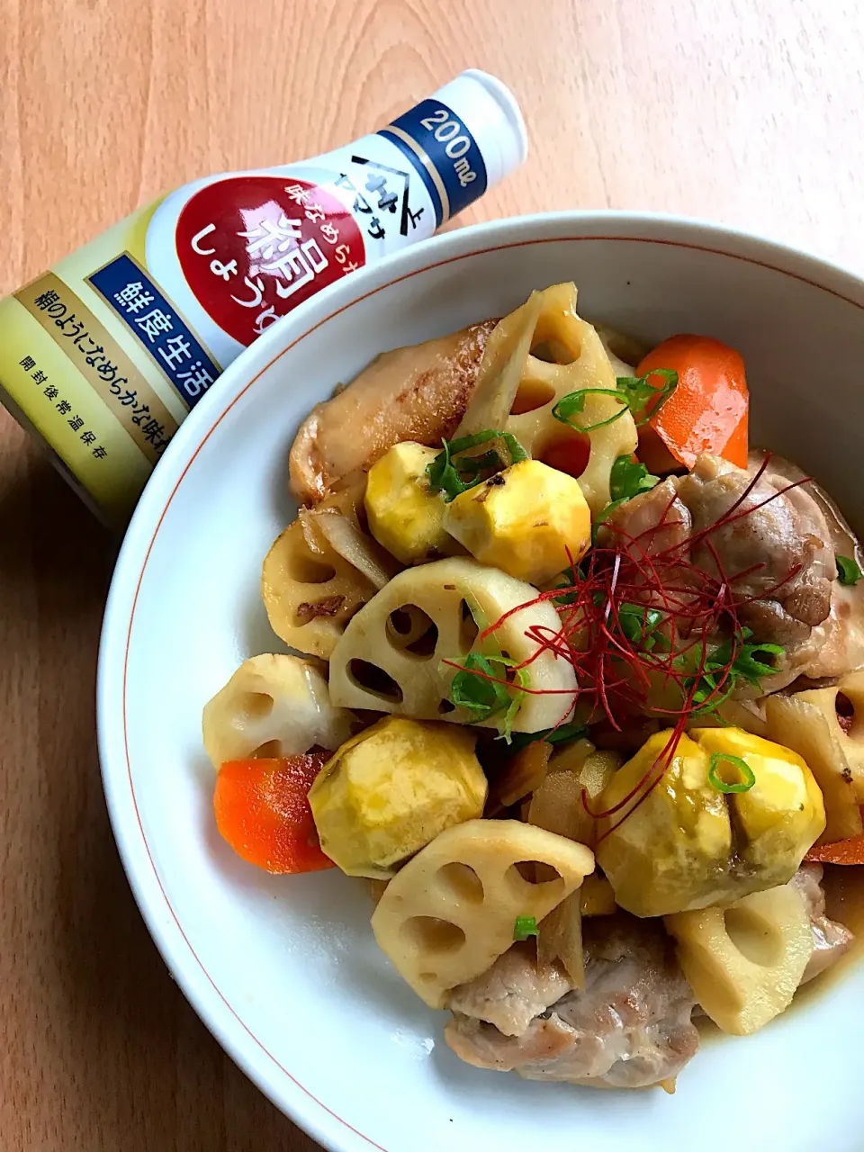 栗と根菜、鶏肉でほっくり煮物🥢
絹醤油➕ザラメ|とんちんさん