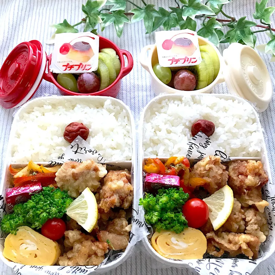 #双子弁当  #唐揚げ弁当  #高校生弁当  #お弁当記録  #お弁当  #jk弁当|ミカさん