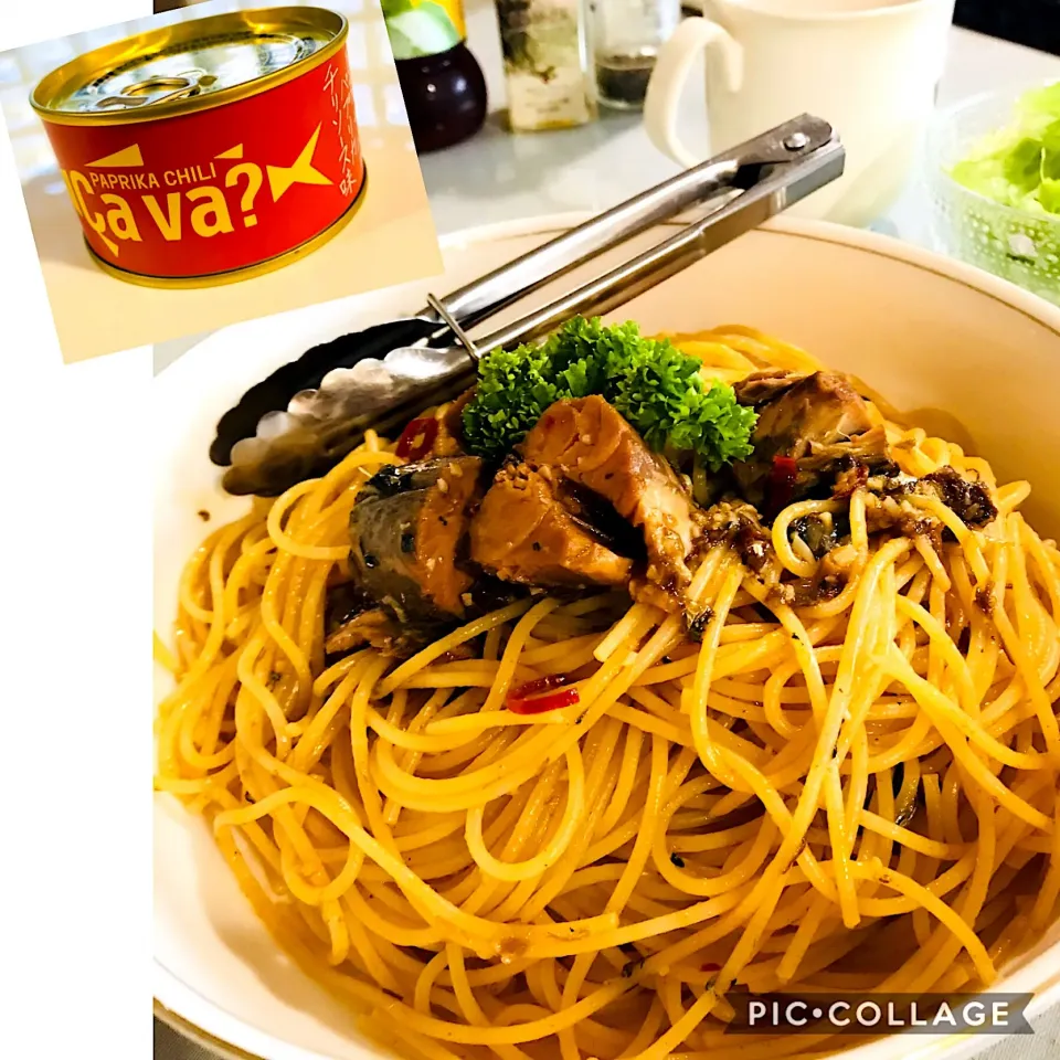 Snapdishの料理写真:☆水曜日の朝パスタ☆パプリカチリソース味サヴァ缶|静香さん