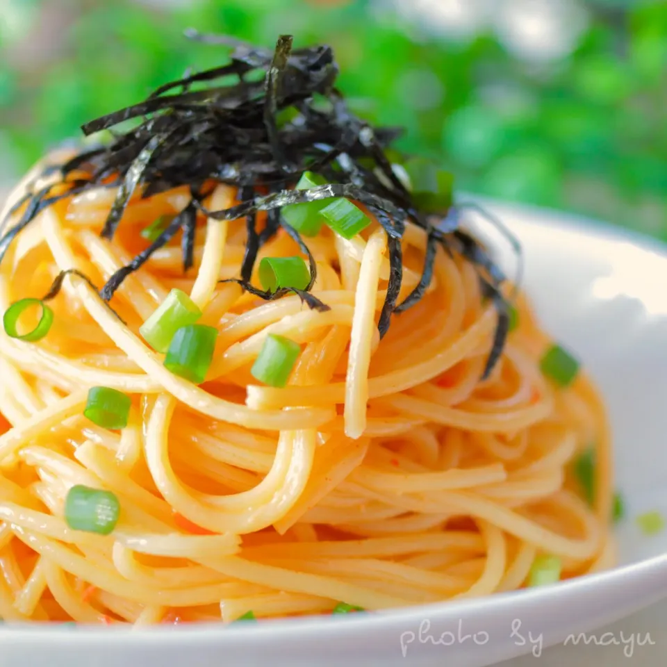 【ふぅ～ママさんのお料理】♡あれ！？マヨネーズと豆板醤と昆布茶で明太子パスタ♡|まゆさん