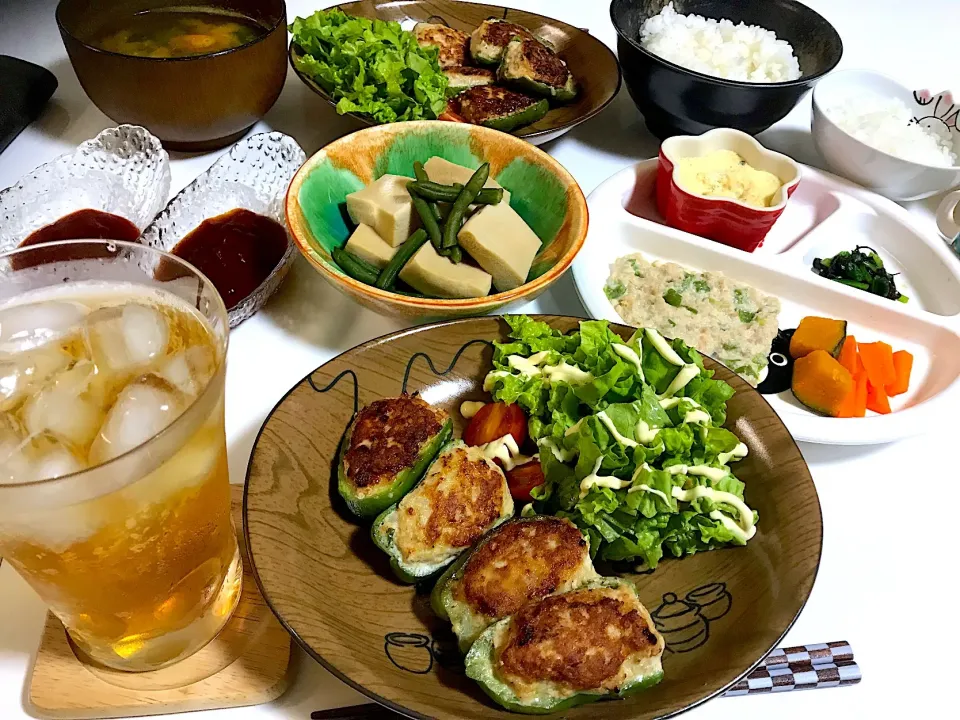 Snapdishの料理写真:#ピーマンの肉詰め  #晩御飯  #離乳食  #一歳一ヶ月|ゆりえさん