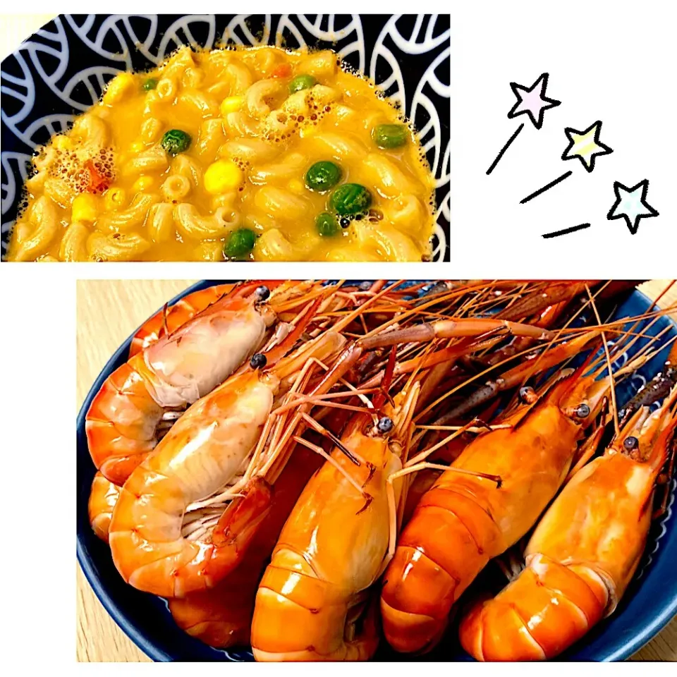 昨夜のボイルエビ🦐 今日のエビスープマカロニ🥣|Doris Wong 🐰さん