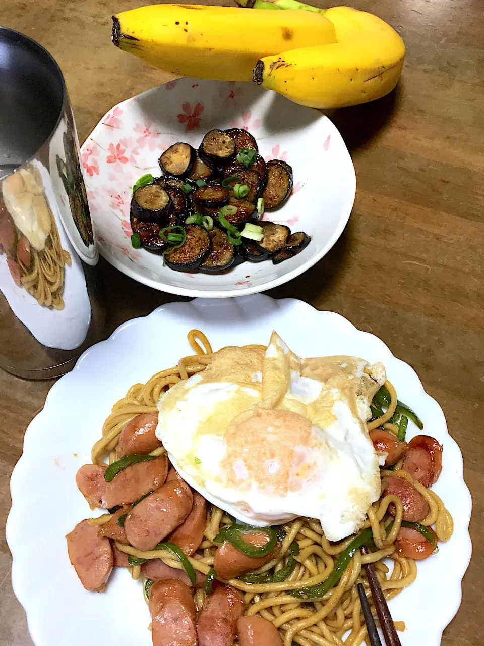 ウインナー焼きそば、ナスの焼きポン酢💖|Norio Fukudaさん