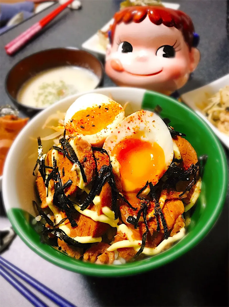 Snapdishの料理写真:海苔とマヨ♡鶏チャーシュー丼。|ぽき。さん