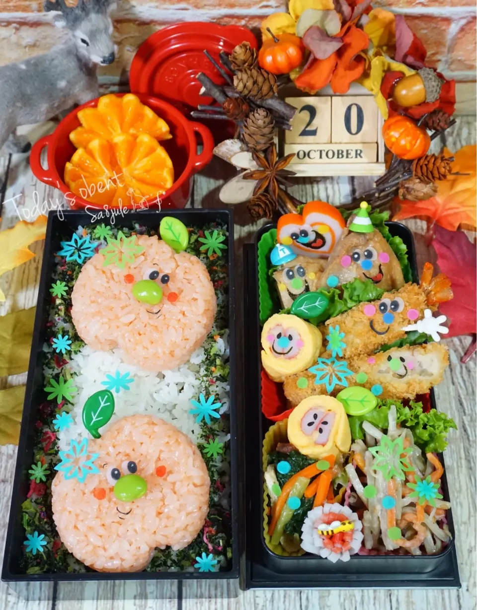 Snapdishの料理写真:りんご🍎お弁当*｡.(♥´꒳`*)人(*´꒳`♥).｡*|La-Jule Sa8さん