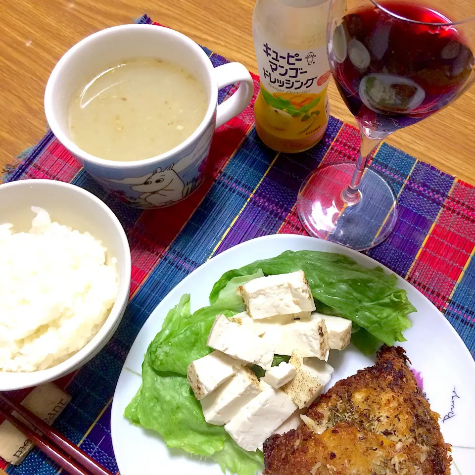 2018/10/19 鶏胸肉でハーブチキン オーブン焼、豆腐サラダ、玉ねぎとじゃがいもポタージュ|kykyさん