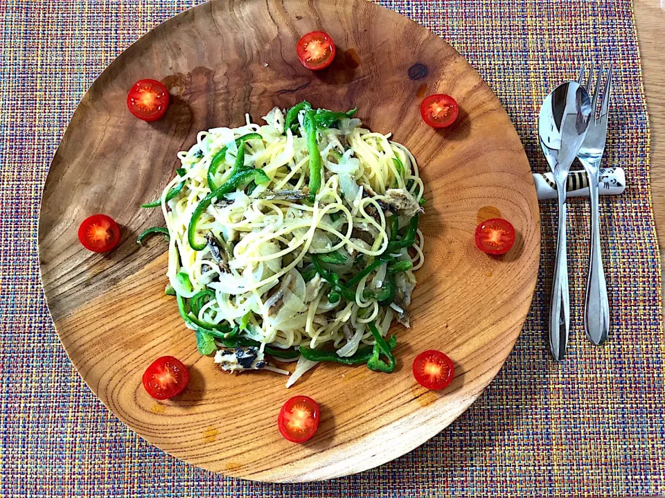 今年初自家製オイルサーディンでパスタ|もみじさん