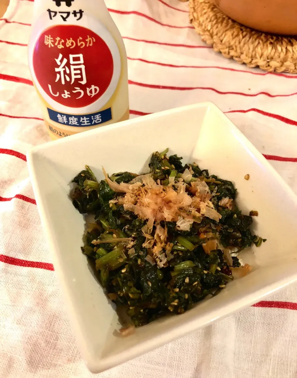 蕪の葉でつくだ煮 胡麻油をきかせて|すずさん