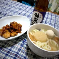 Snapdishの料理写真:おでんうどん
焼き鳥
日本酒|えつこさん