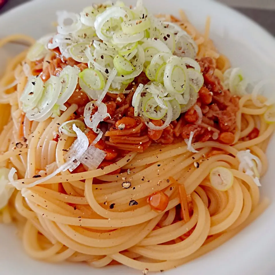 納豆となめ茸のパスタ|えみ(๑´ڡ`๑)♪さん