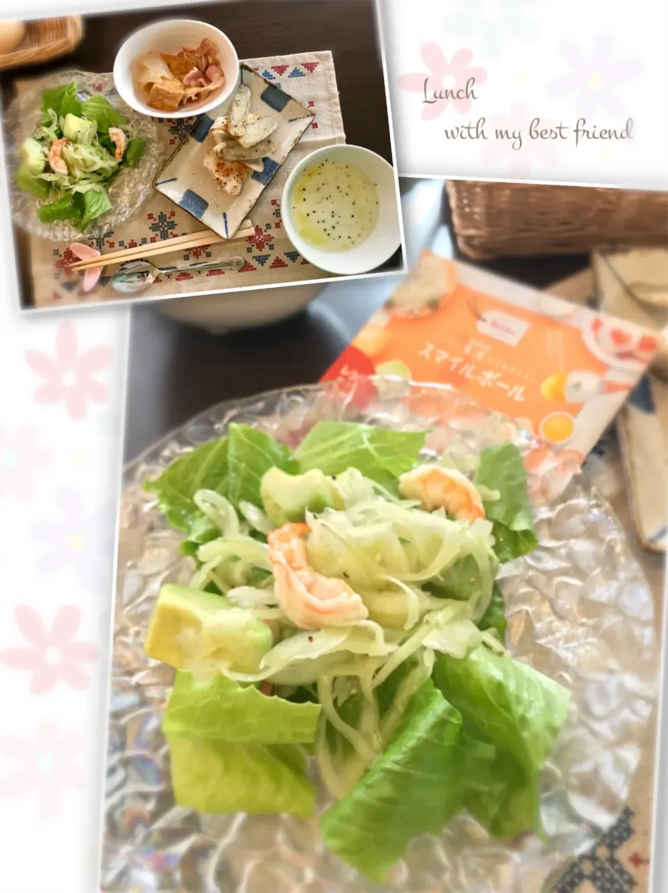 Snapdishの料理写真:旧友とランチ🍽スマイルボールとアボカドのサラダ🥑スープはブロッコリーの茎で🥦#ゼロハンガーレシピ #wfp|はやちんさん