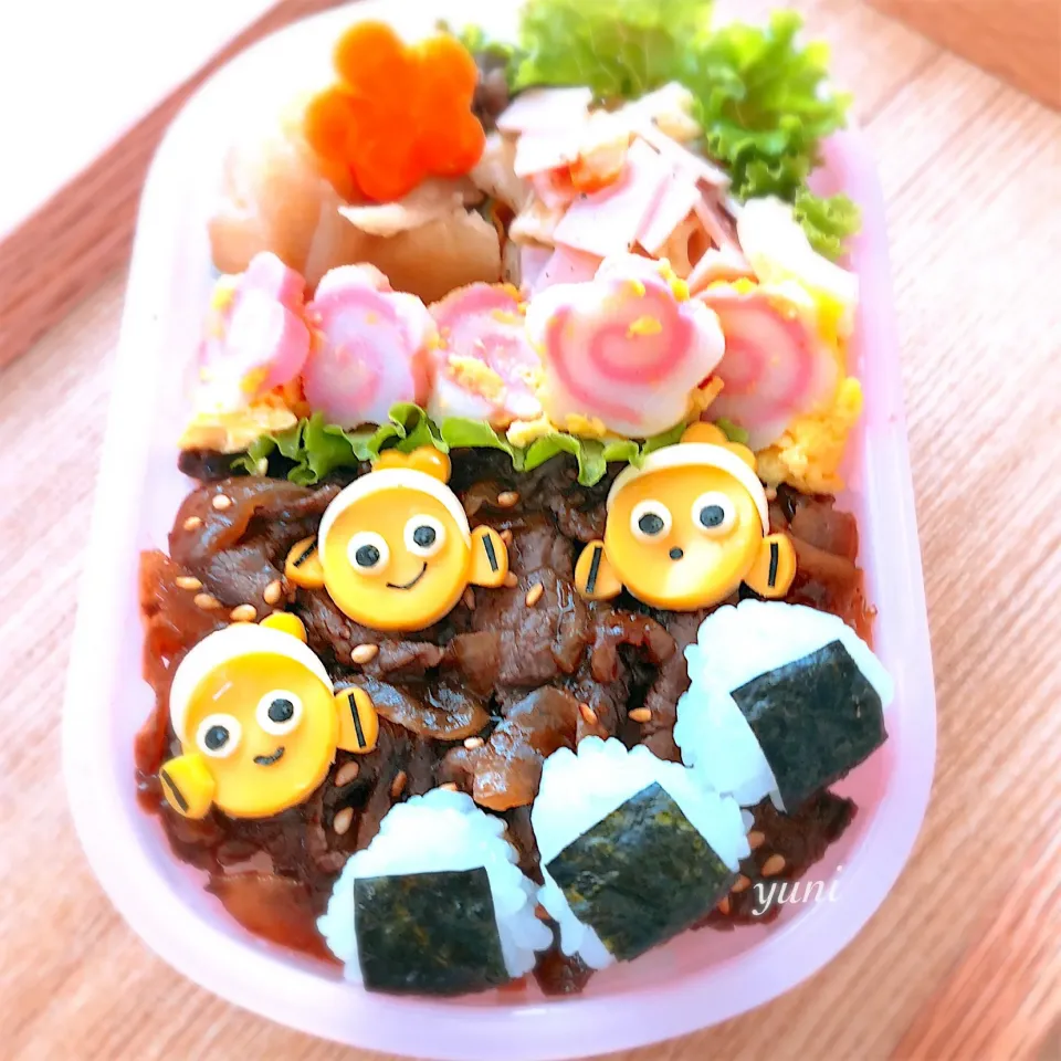 ニモがのっかった焼き肉弁当
 #おにぎりアクション2018  #お弁当 
 #キャラ弁  #デコ弁  #幼稚園弁当 
#こにぎり#こにぎり弁当|🌸yuni🌸さん