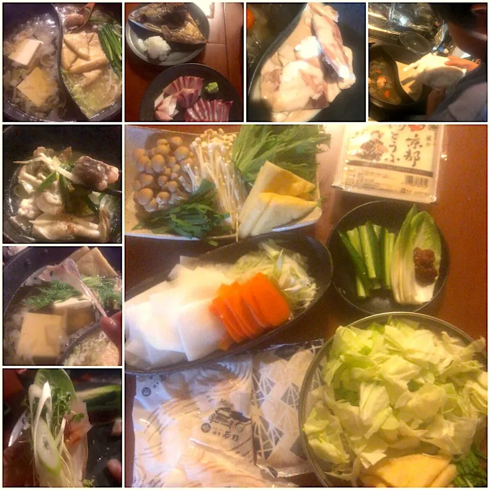 Snapdishの料理写真:Shabu‐shabu&giblets pot🍲鰤しゃぶ和出汁&取り寄せ牛もつ豆乳の2色鍋|🌈Ami🍻さん