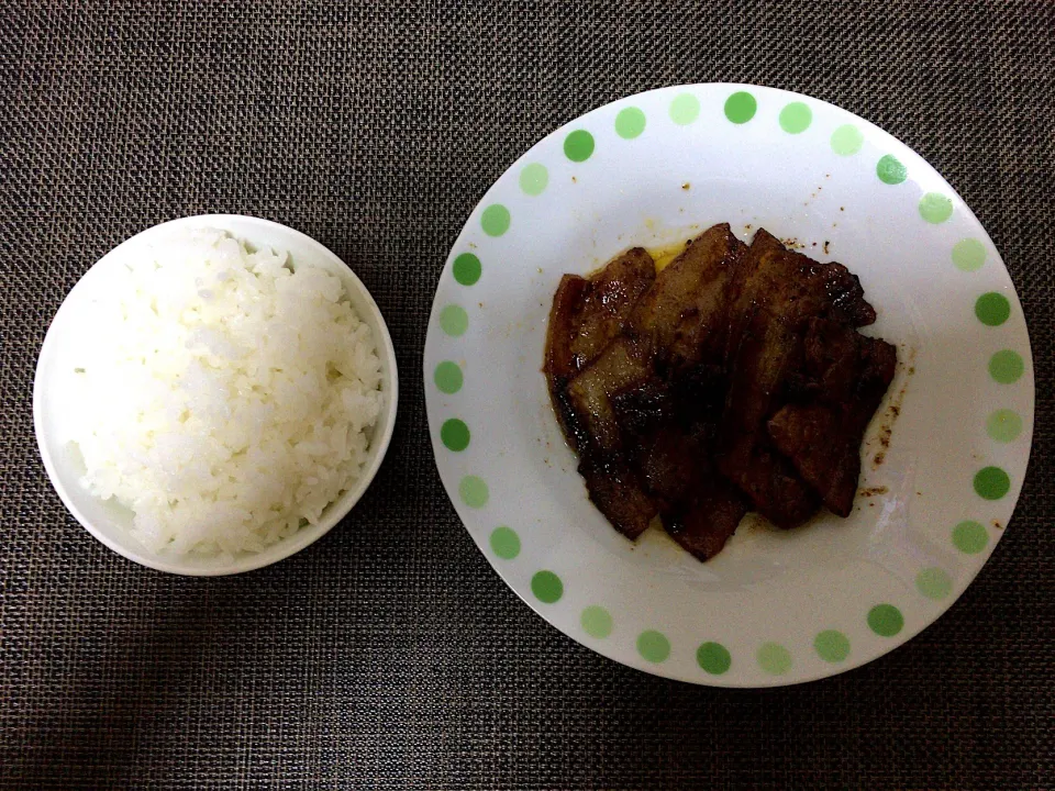 豚バラ焼肉ご飯|ばーさんさん