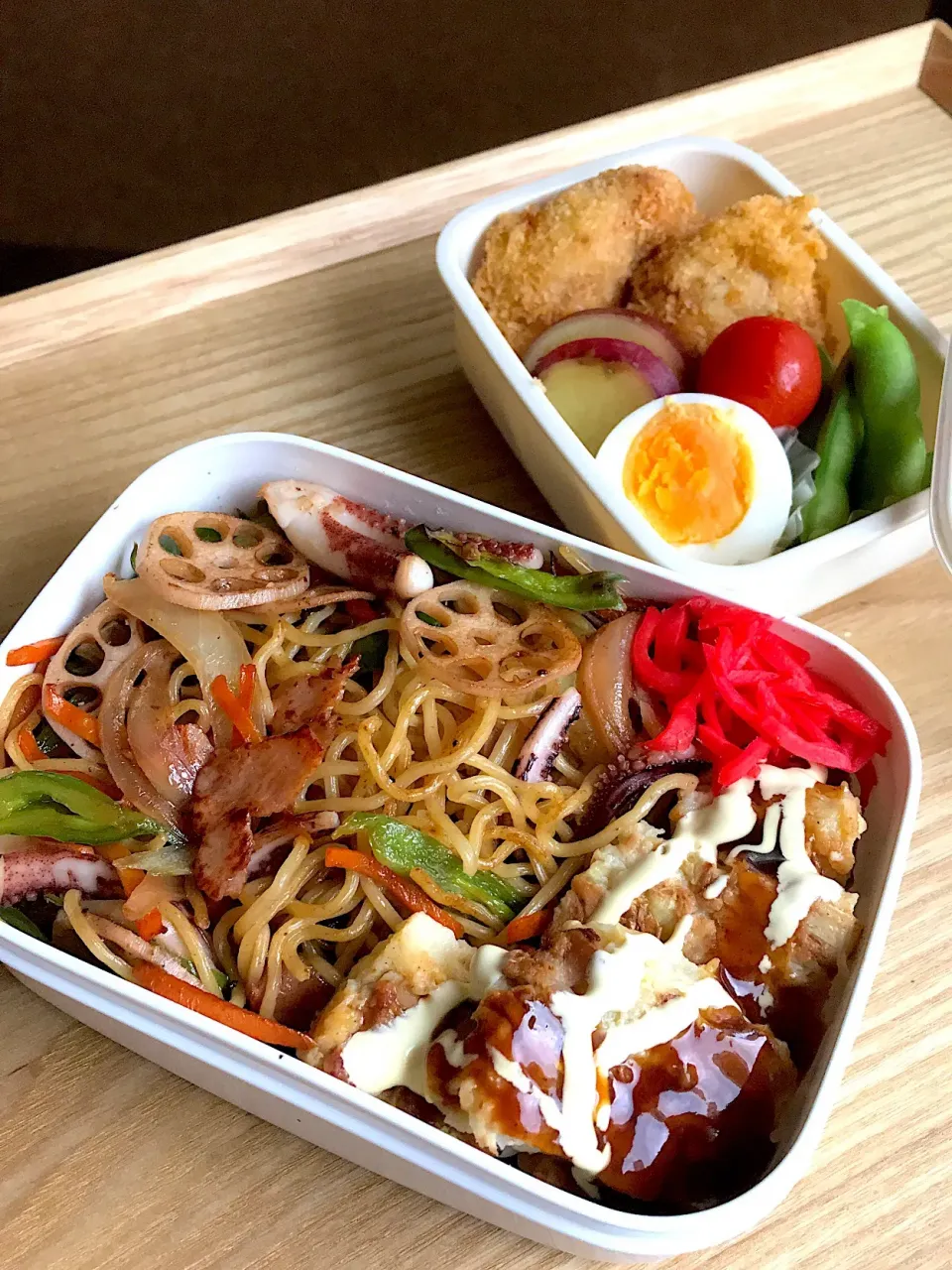 いか焼きそば＆お好み弁当|二キィさん