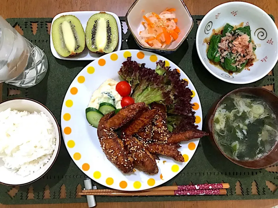 手羽の甘辛揚げ定食|ゆうかさんさん