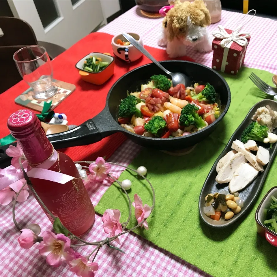 結婚記念日♡お家ごはんパエリア🥘|ビーグルさん