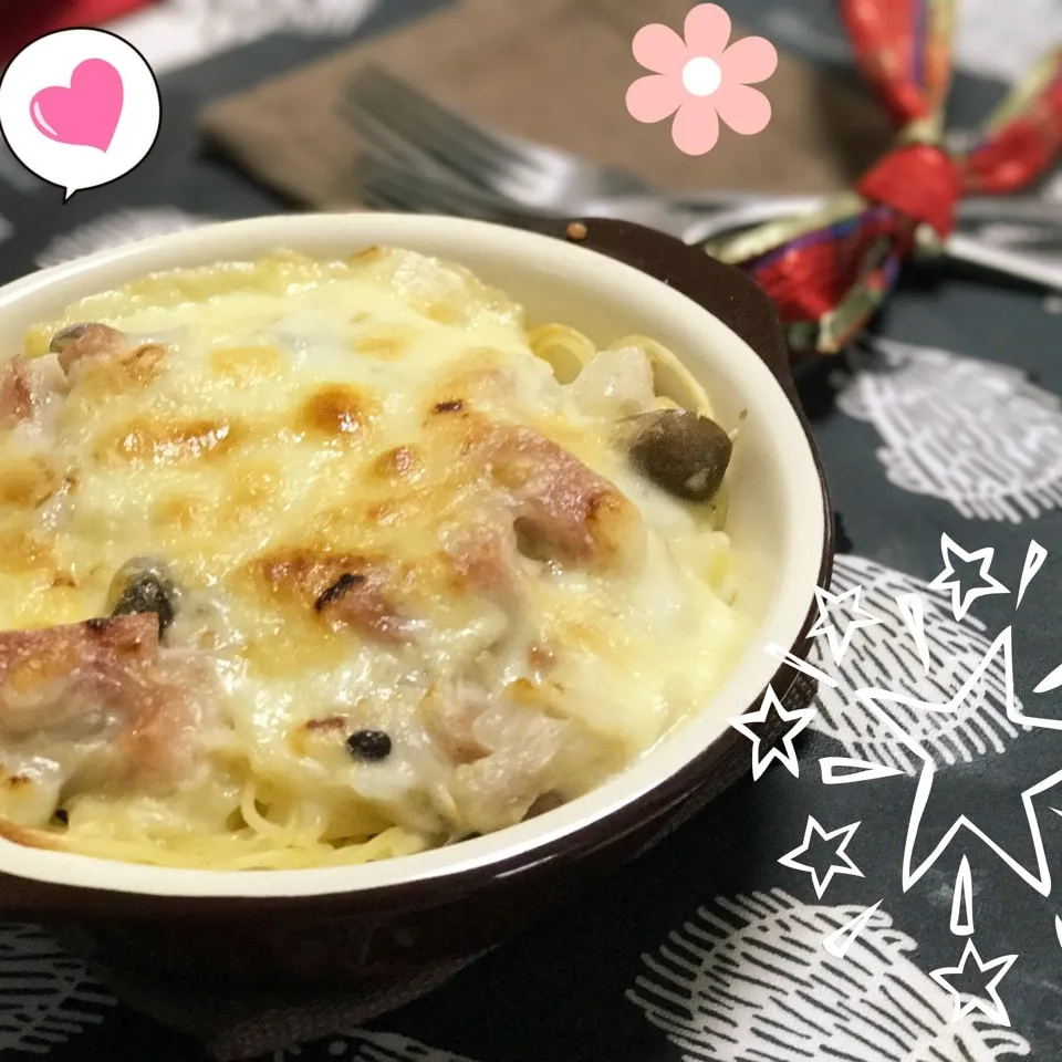 Snapdishの料理写真:スパゲティグラタン⭐︎|ビーグルさん