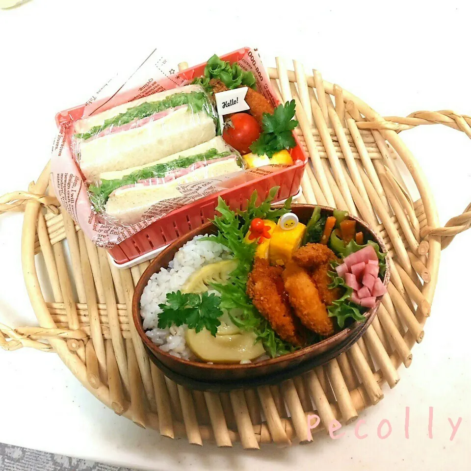 今日のお弁当～筍ごはん＆イカリング…訳ありサンド|kanakoさん