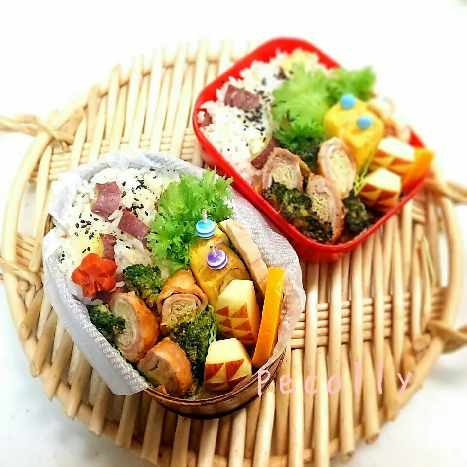 今日のお弁当～お芋ごはん＆絹揚げの豚バラ巻き|kanakoさん