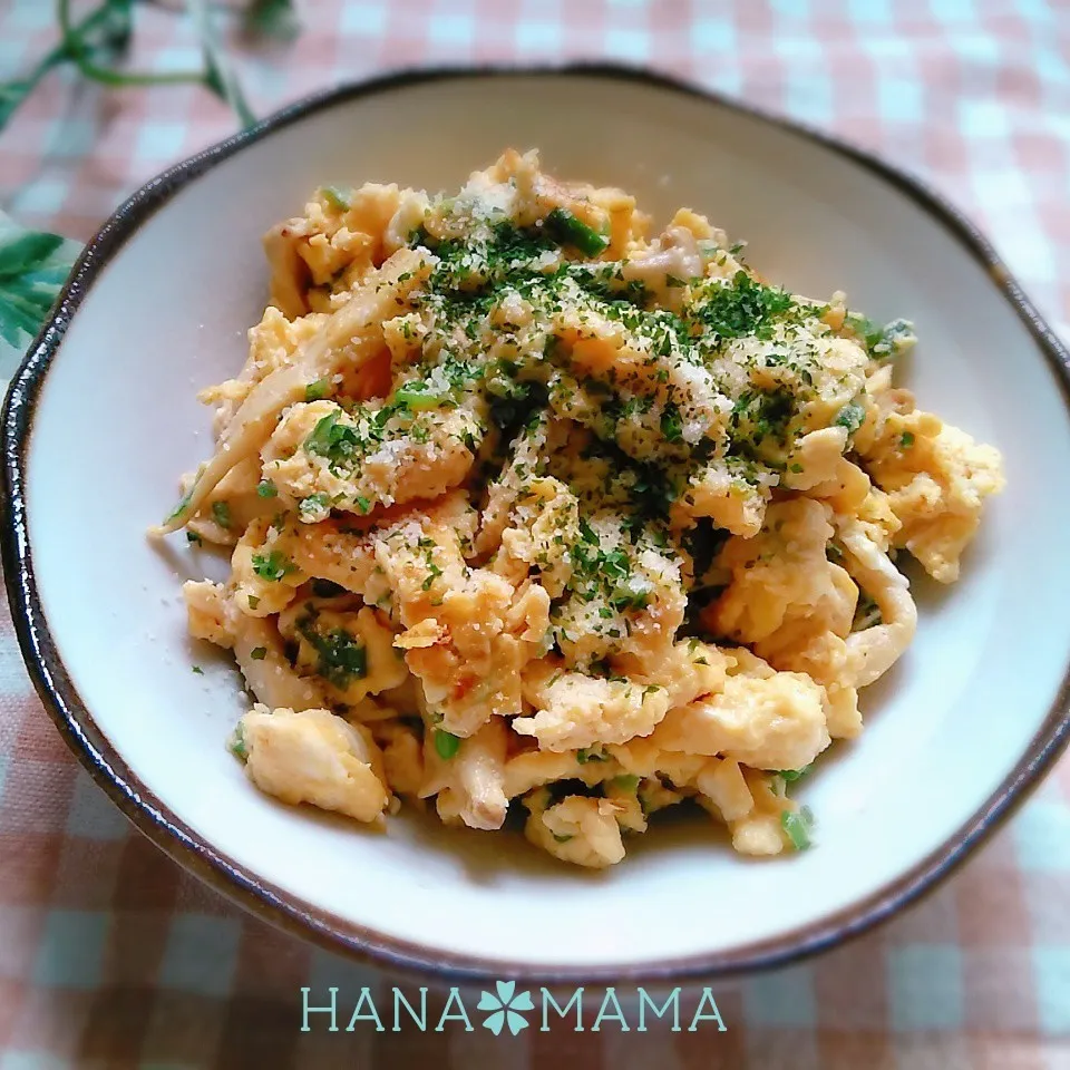 エリンギとたまご♡麺つゆマヨ炒め|花ママさん