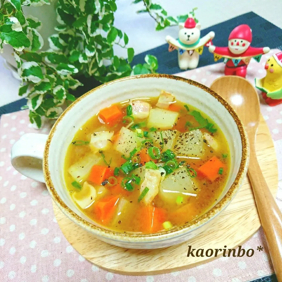 からビちゃんの♡レンジでトロトロ！大根の中華カレースープ|Kaorinboさん