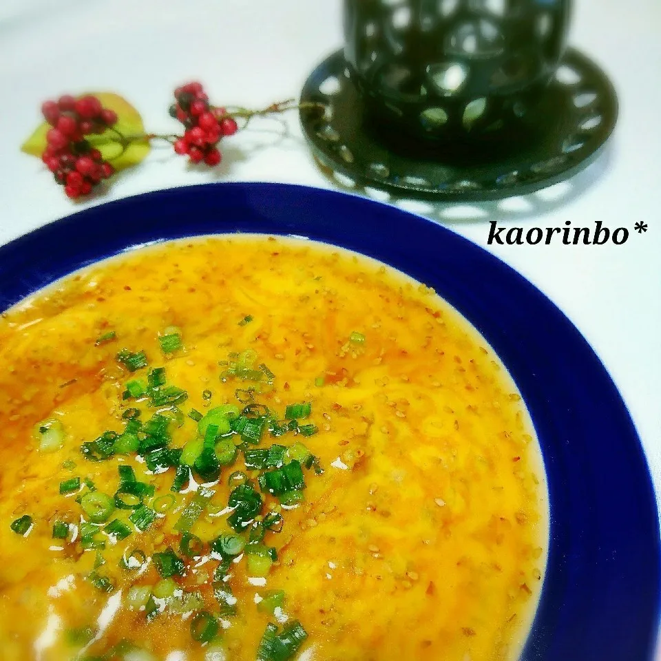 お月様みたい🌾🌖♡からビちゃんの小松菜とひき肉の餡かけ卵|Kaorinboさん