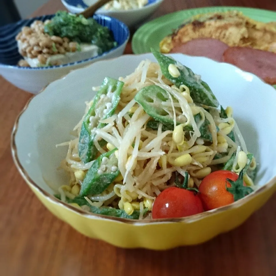 豆もやしでたらこスパ風|まりおさん