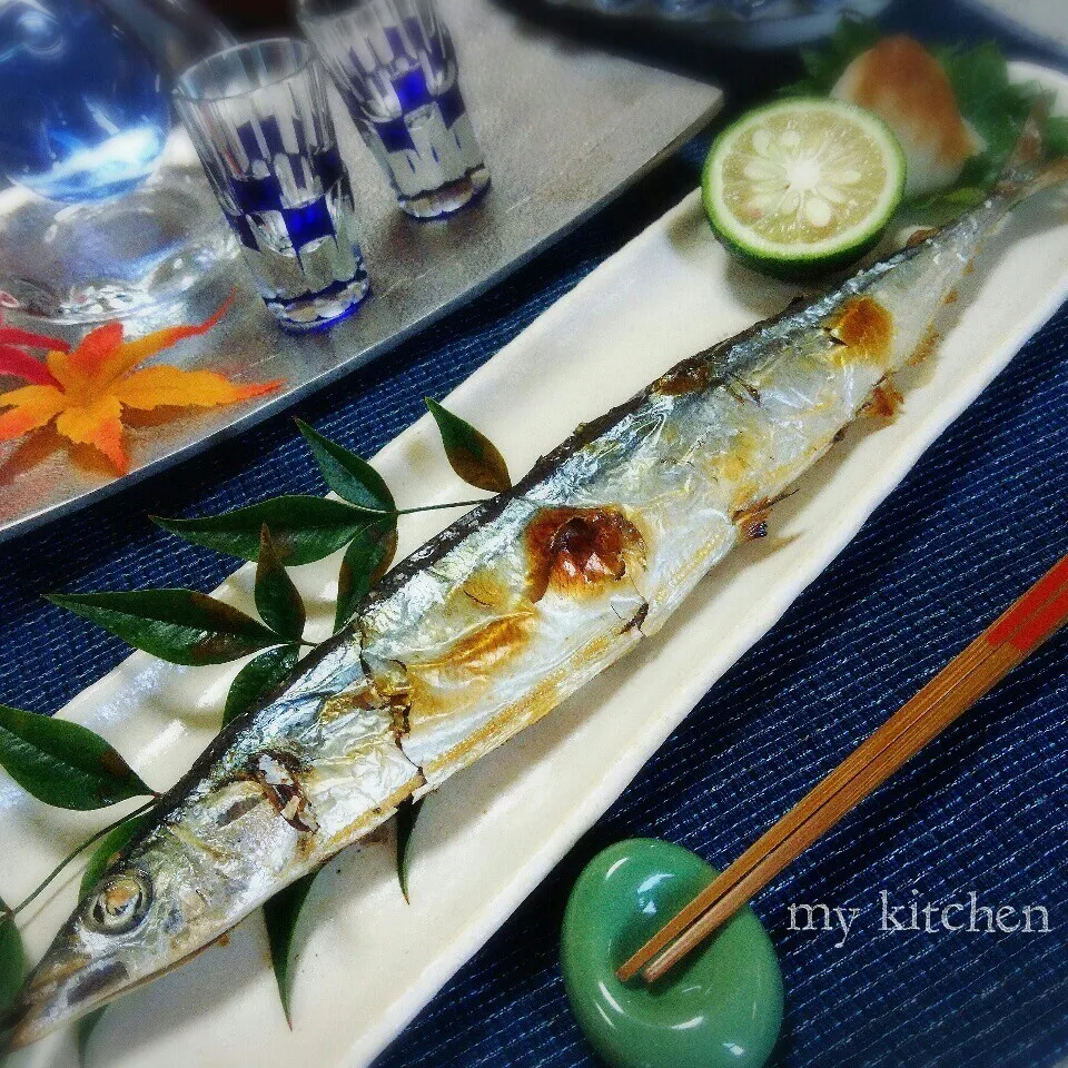 Snapdishの料理写真:秋の味覚いただきます♪秋刀魚の塩焼き|Kaorinboさん